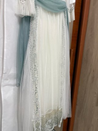 Vestido de Comunión Blanco y Verde Agua talla 12