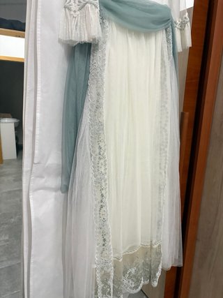 Vestido de Comunión Blanco y Verde Agua talla 12