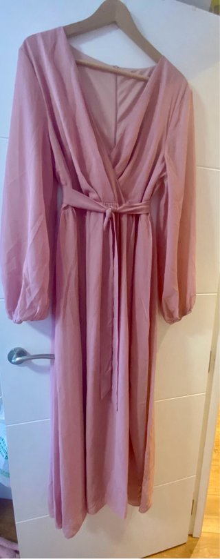 Vestido Rosa Palo Talla XL Manga Larga