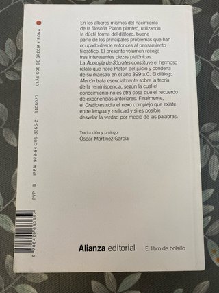 Apología de Sócrates ; Menón ; Crátilo