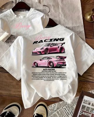 Camiseta Mujer Berry Racing. Estampado Coche.
