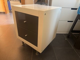 Mueble auxiliar 2 cajones blanco y gris