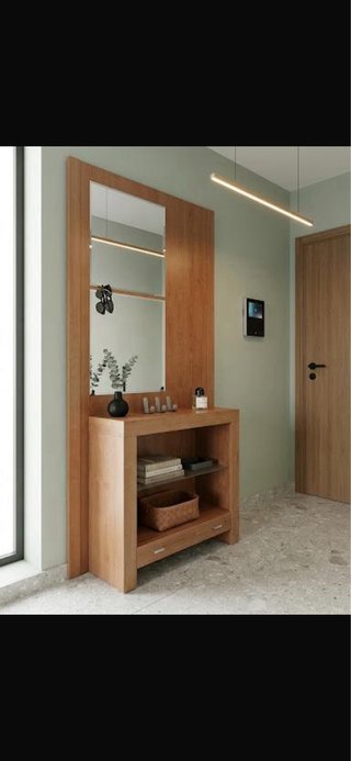 Conjunto de muebles de salón y recibidor en madera