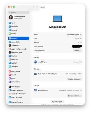 MacBook Air M2 13,6” Plata/ 16 Gb RAM/ 1 Tb
