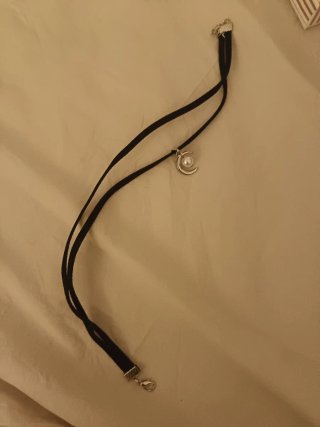 Gargantilla Luna Perla Negra Plata
