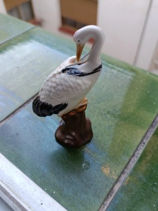 Pequeña Figura vintage de pájaro de cerámica