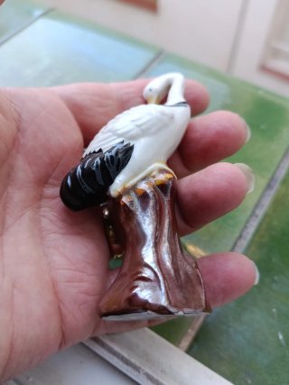 Pequeña Figura vintage de pájaro de cerámica