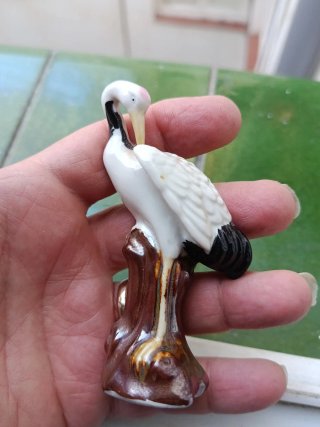 Pequeña Figura vintage de pájaro de cerámica