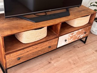 Conjunto Mueble TV + Aparador Madera y Piel