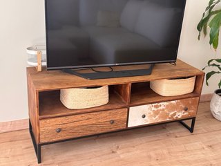 Conjunto Mueble TV + Aparador Madera y Piel