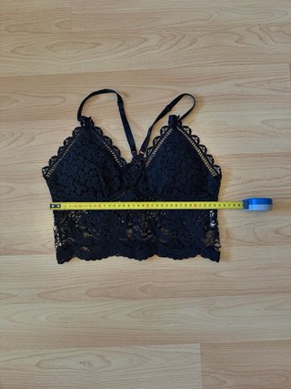 Bralette Crop Top Encaje Negro - Talla Única S/M