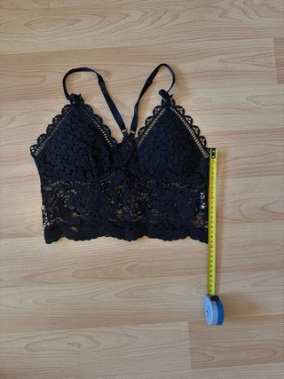 Bralette Crop Top Encaje Negro - Talla Única S/M