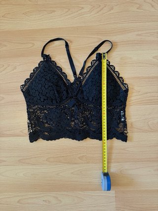 Bralette Crop Top Encaje Negro - Talla Única S/M