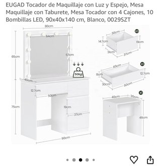 Tocador EUGAD con espejo y taburete