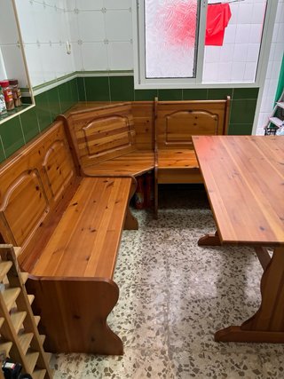 Mesa y banco esquinero madera pino