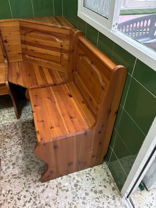 Mesa y banco esquinero madera pino