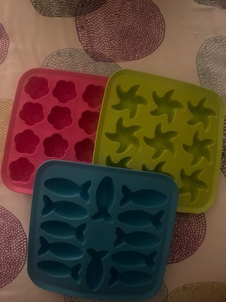 Moldes silicona hielo flores, estrellas, peces.