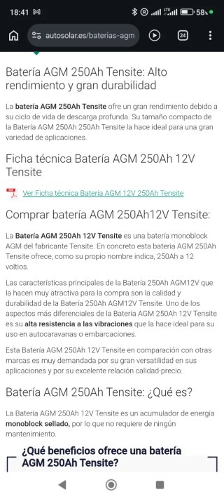 Batería Tensite 250Ah AGM