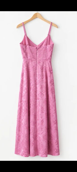Vestido largo rosa jacquard floral