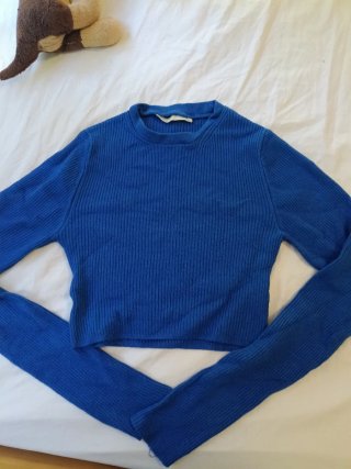 Pull&Bear Top Azul Manga Larga Talla XS