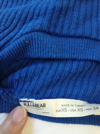 Pull&Bear Top Azul Manga Larga Talla XS