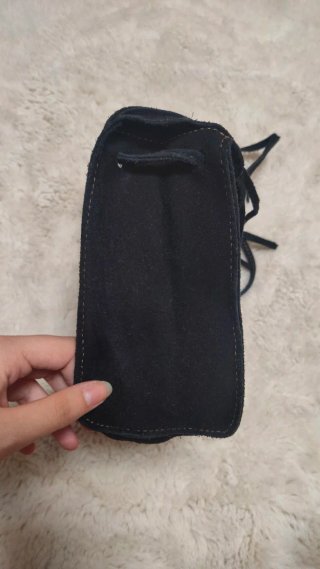 Bolso Bandolera Piel Ante Negro Flecos Boho