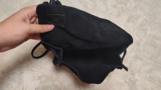 Bolso Bandolera Piel Ante Negro Flecos Boho