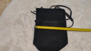 Bolso Bandolera Piel Ante Negro Flecos Boho
