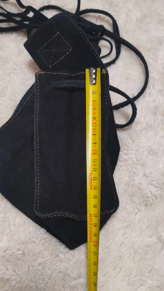 Bolso Bandolera Piel Ante Negro Flecos Boho