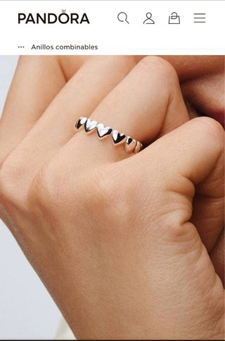 Anillo Pandora Corazones Plata