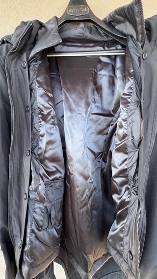 Parka Chaquetón Abrigo Azul Oscuro/Negro