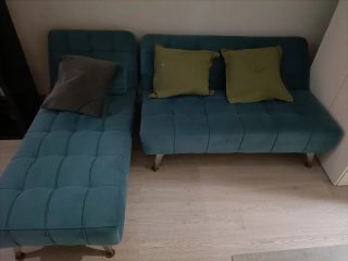 Sofá chaise longue azul