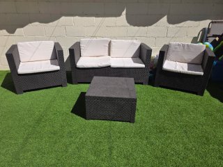 Conjunto Muebles Jardín Ratán Negro