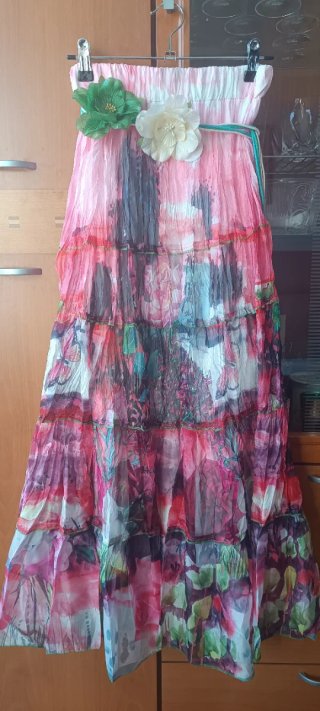 Falda larga estampada multicolor