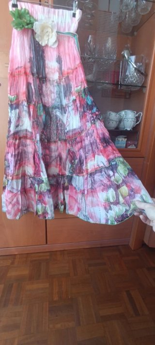 Falda larga estampada multicolor