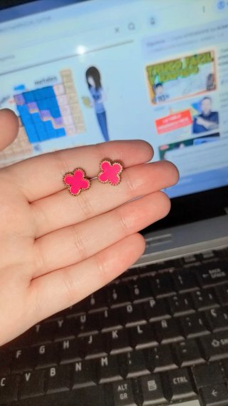 Collar y Pendientes Trébol Rosa Inoxidables