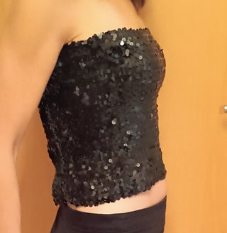 Top lentejuelas negro strapless
