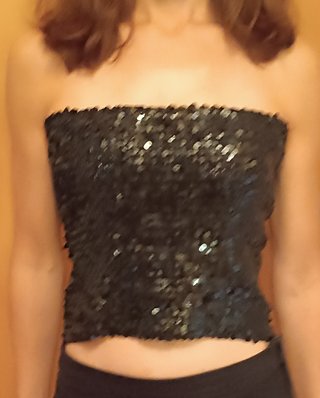 Top lentejuelas negro strapless