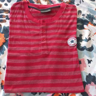 Camiseta CONVERSE Talla XL Rayas Rojas y grises