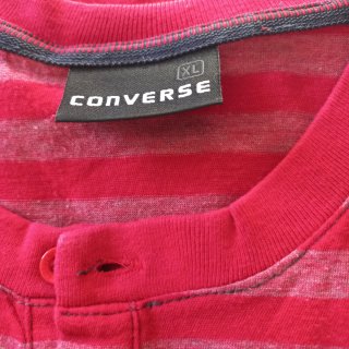 Camiseta CONVERSE Talla XL Rayas Rojas y grises