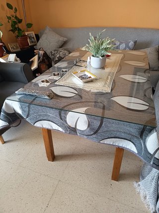 Mesa camilla cristal y madera