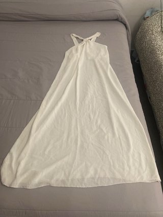 Vestido largo blanco de gasa