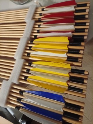 12 Flechas Bambú Indonesia 83cm Pluma Natural