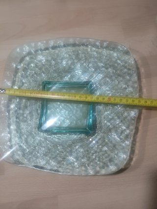 Centro de mesa cuadrado de cristal
