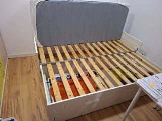 Cama blanca con cajones, extendible