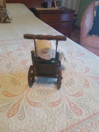 Muñeca antigua bautizo con carro