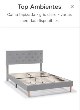 Cama tapizada gris con cabecero capitoné
