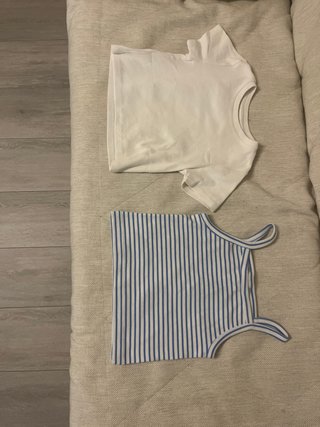 Camisetas blanca/azul Zara niña 8-9 años