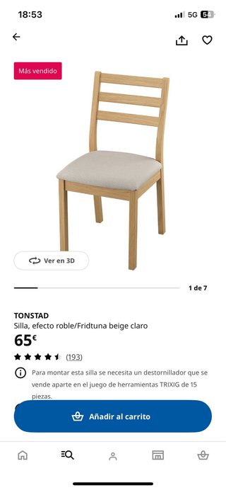 Sillas de madera Ikea (2 unidades)