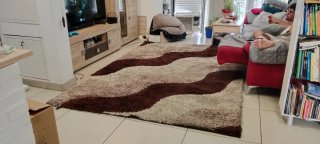 Alfombra 3x3 beige y marrón